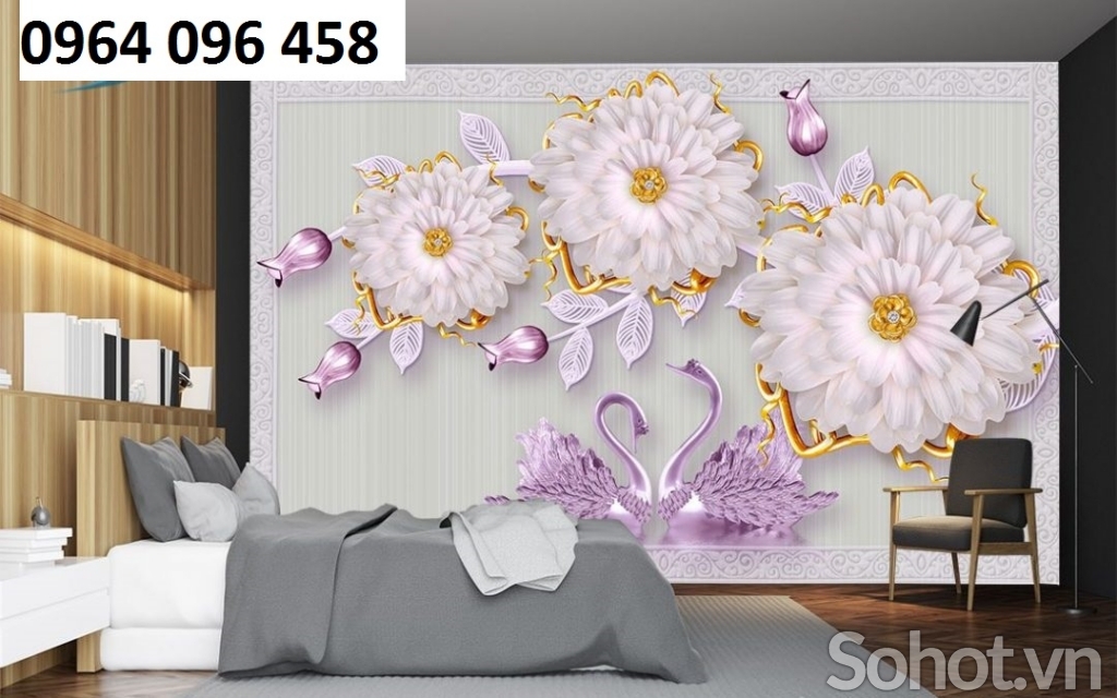 gạch tranh 3d ốp tường phòng ngủ - 66XN