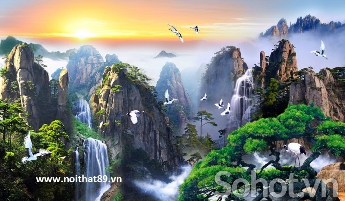 Tranh gạch phong cảnh mây núi 3d - 34CBV