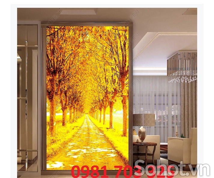 TRanh gahcj phong cảnh, tranh 3D lá vàng mùa thu