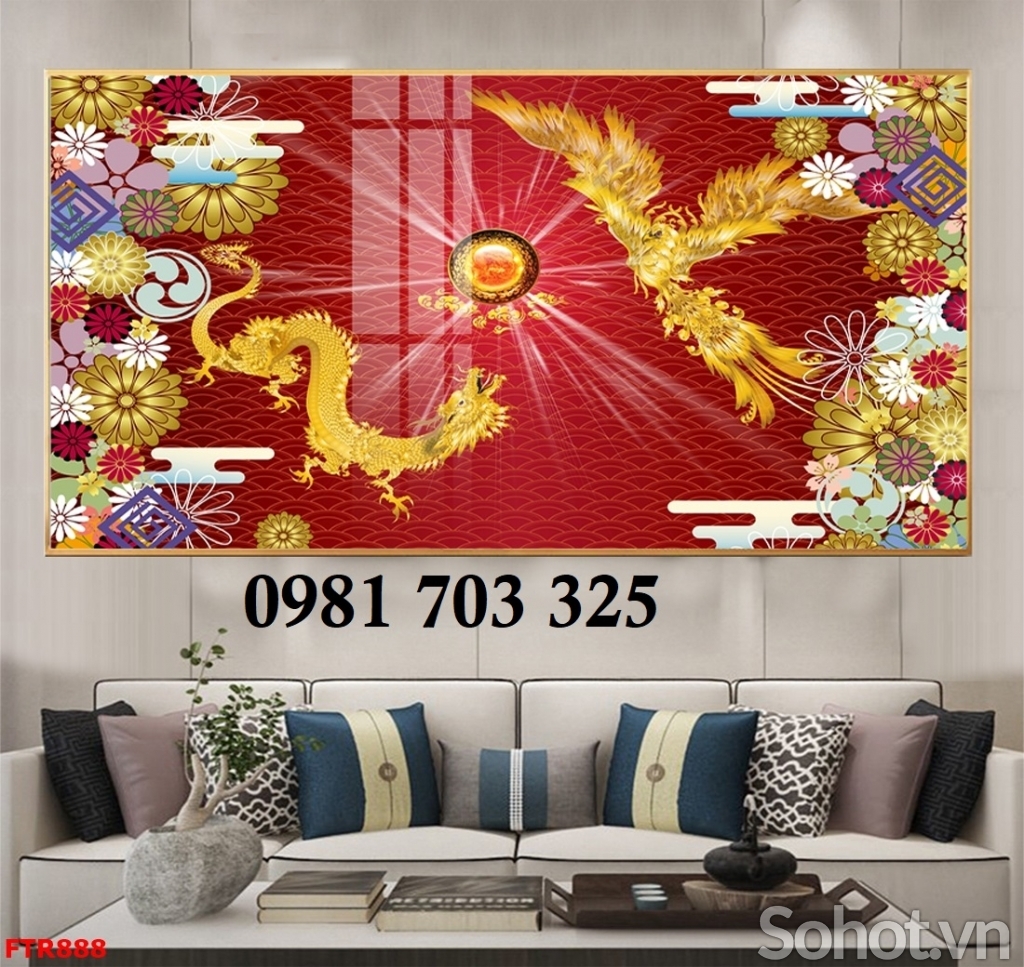 Gạch tranh trang trí rồng phượng