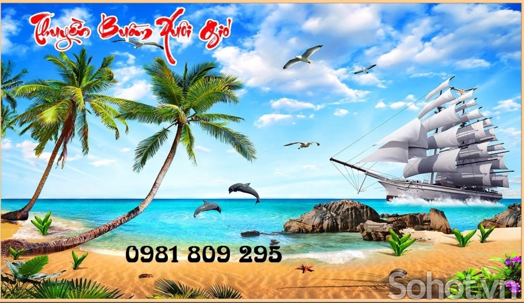 Mẫu tranh gạch 3d thuyền buồm