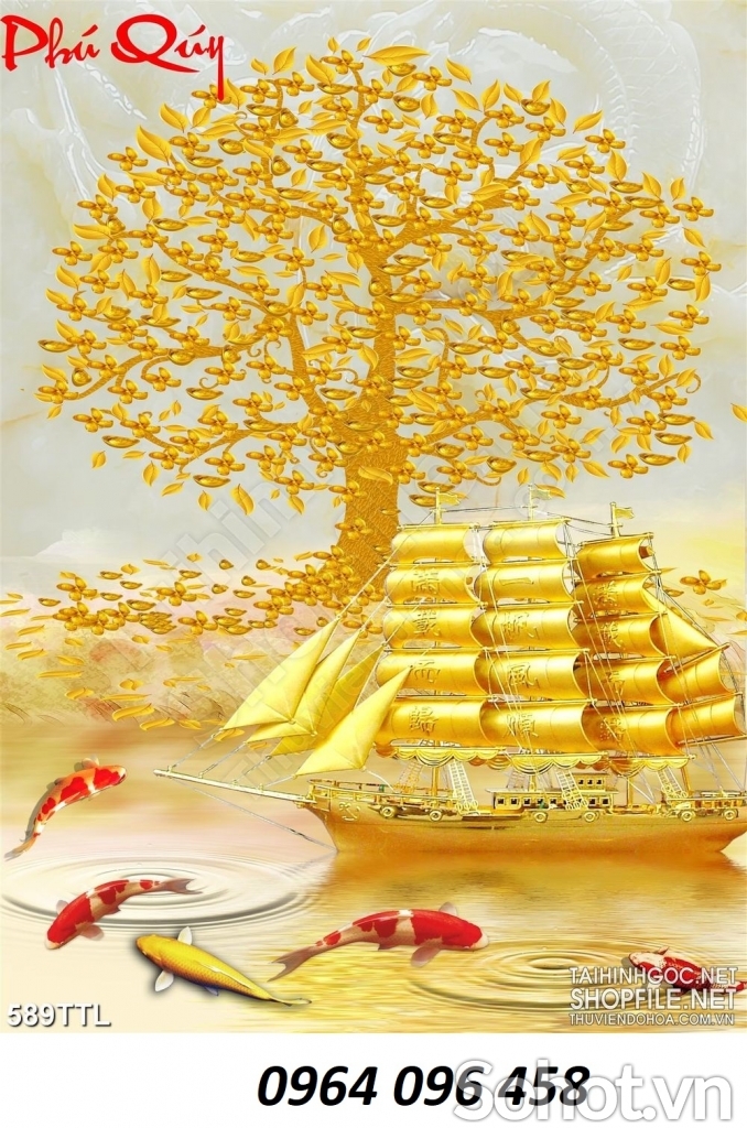 Tranh cây tiền vàng - tranh gạch 3d cây tiền vàng - FCBB3