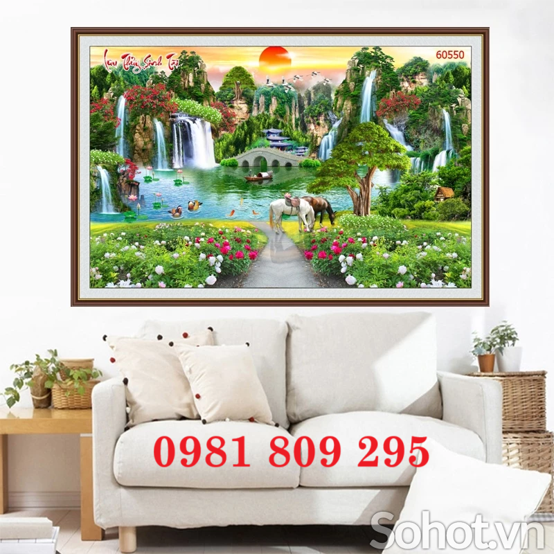 Tranh gạch , gạch ốp tường thác nước 3d