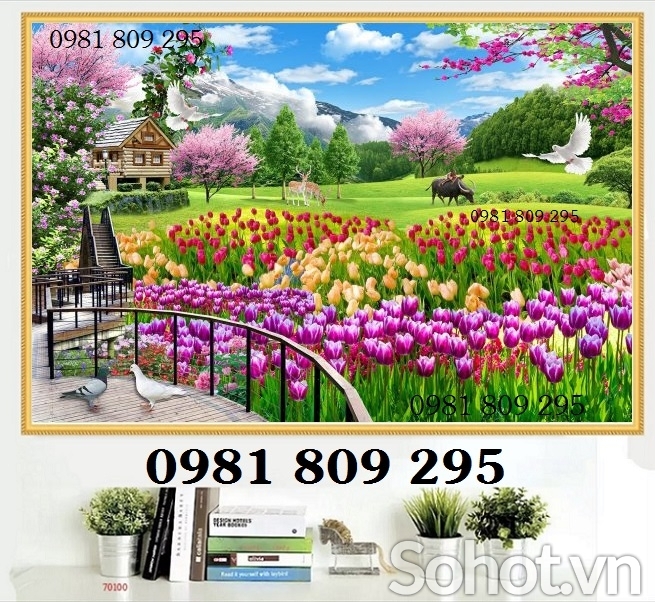 Mẫu tranh gạch ốp tường phòng khách 3d