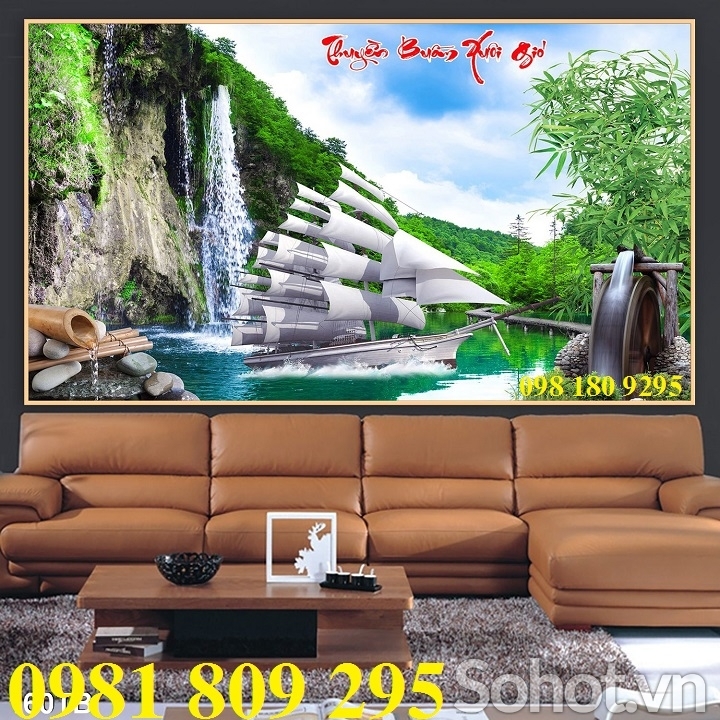 tranh gạch 3d , tranh thuyền buồm xuôi gió