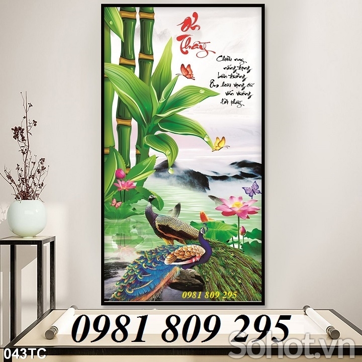 Tranh chim công khổ đứng - gạch tranh 3d