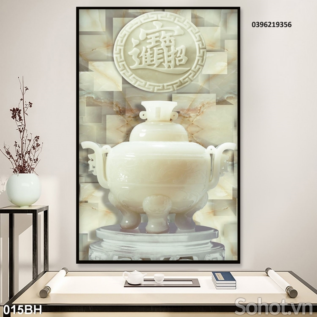 Gạch tranh 3D bình hoa 3D trang trí