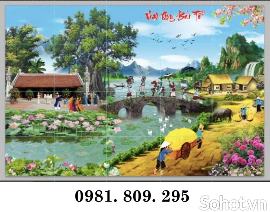 Gạch 3d làng quê , cảnh việt đẹp HN8328