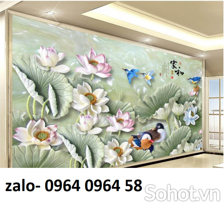 Tranh gạch ốp tường 3d hoa sen - CNNM9