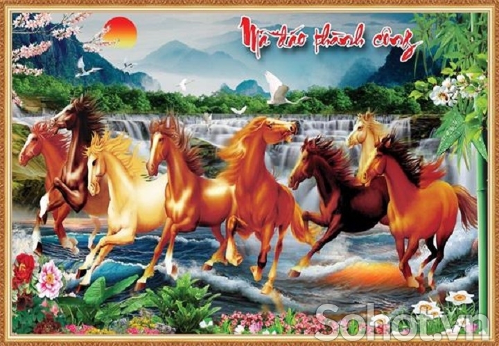 Tranh bát mã - tranh gạch