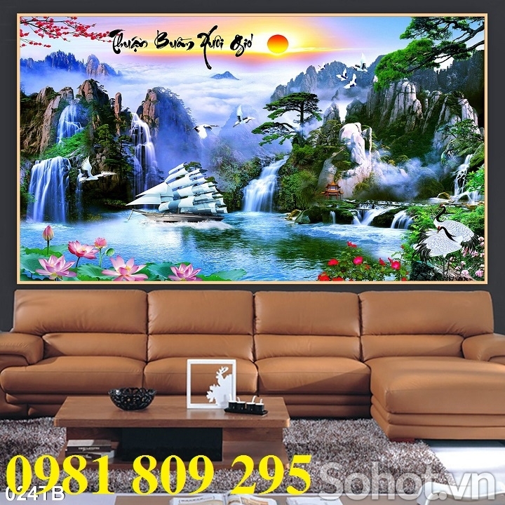 Gạch tranh 3d - thuyền buồm , tranh ốp phòng khách