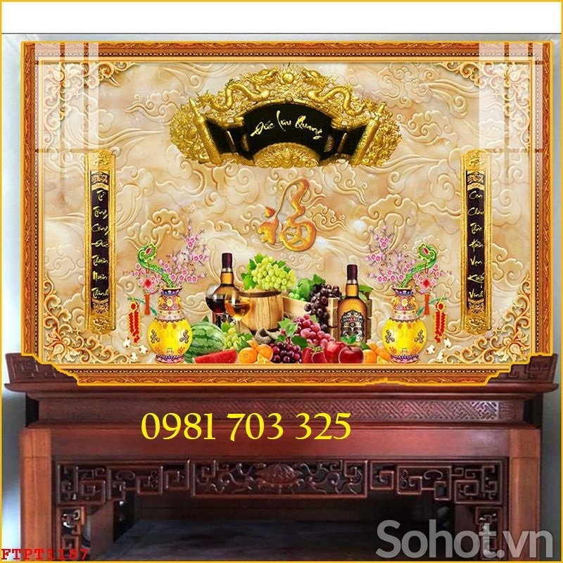 tranh gạch 3d phòng thờ
