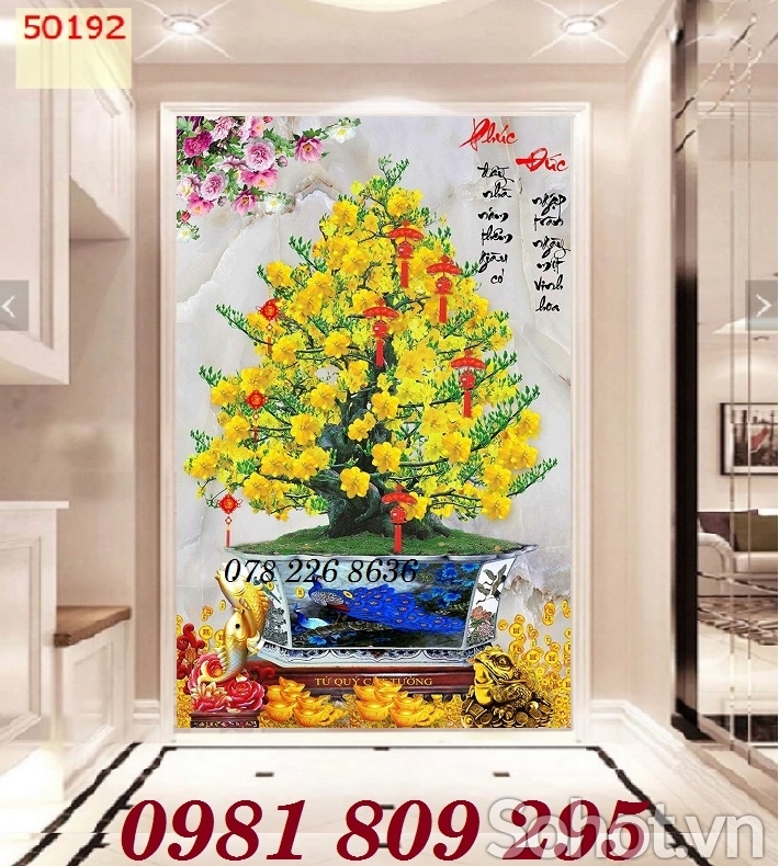 Tranh gạch hoa mai 3d khổ dọc