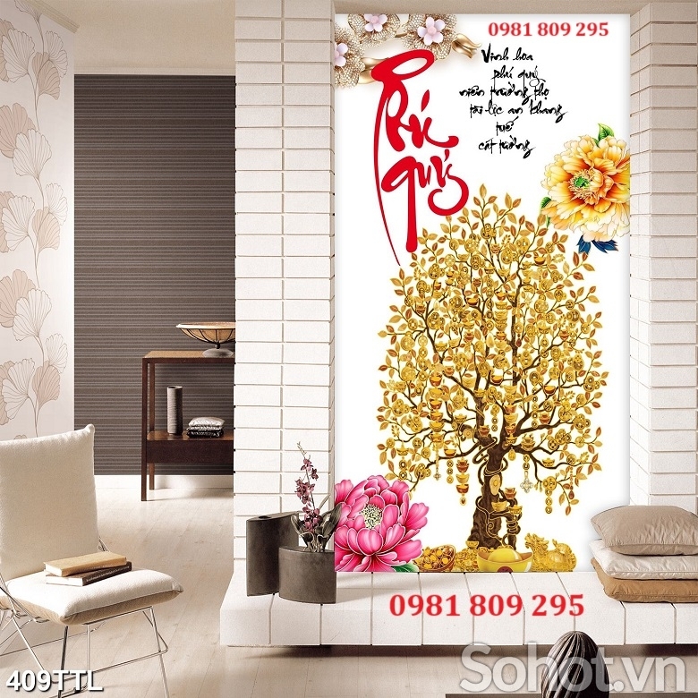 Tranh gạch kim tiền , gạch 3d mới nhất HN929