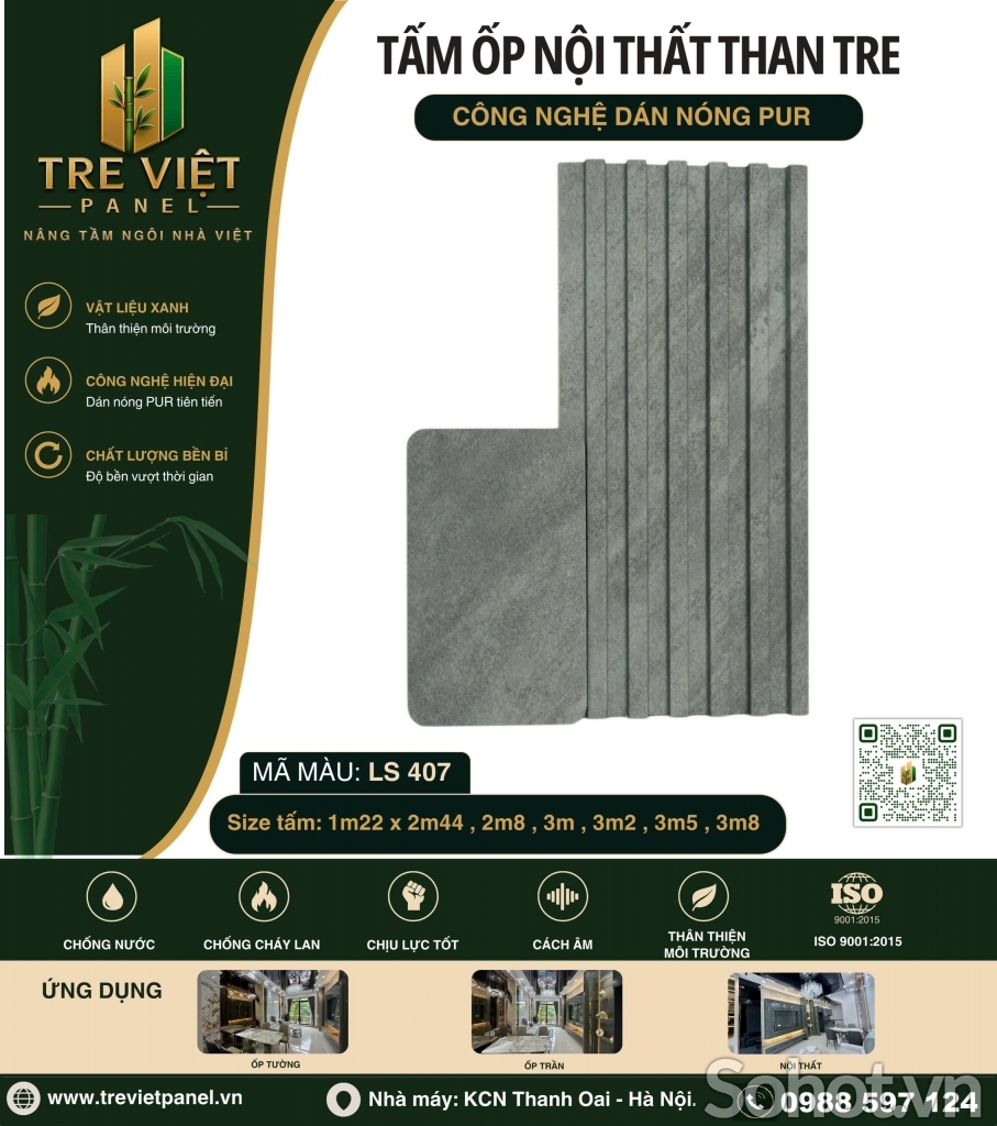 Tấm ốp than tre kèm lam sóng