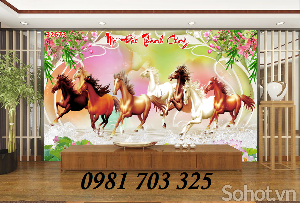 tranh 3D phong thủy,gạch tranh bát mã
