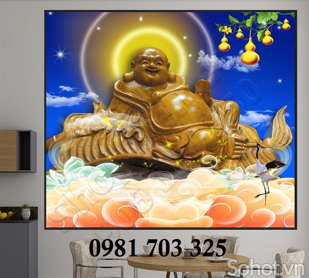 Tranh Phật di lặc ốp tường trang trí, gạch men 3D
