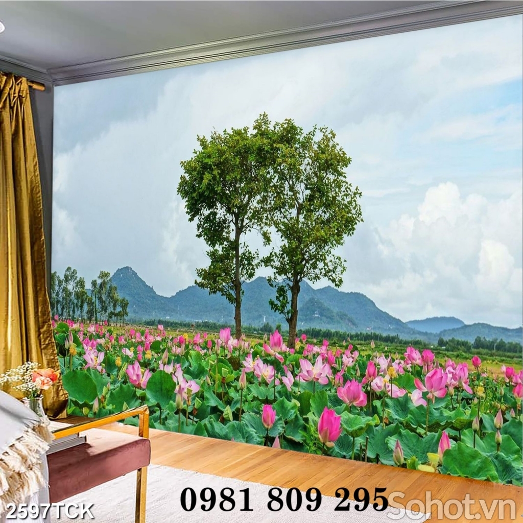 Tranh gạch 3d , tranh hoa sen , hồ sen đẹp HK939