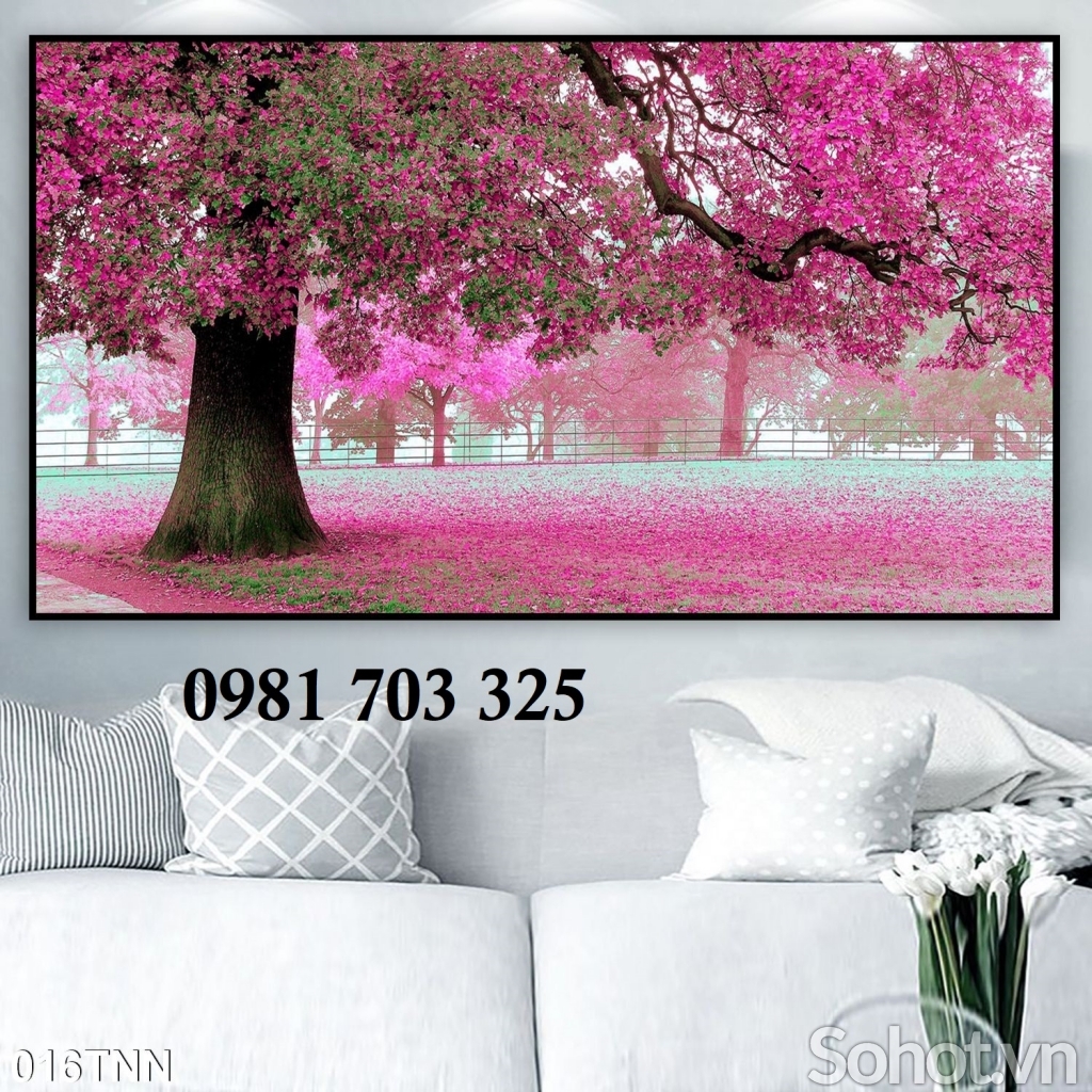 Tranh gạch 3d trang trí hoa đào