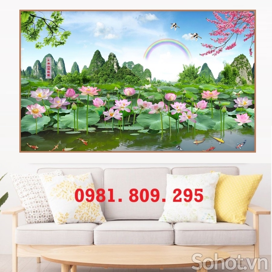 Tranh gạch , gạch 3d trang trí hoa sen HN999