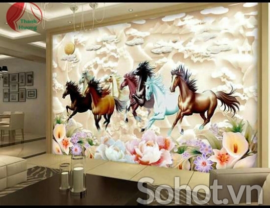 Tranh con ngựa 3d - tranh gạch con ngựa 3d - DXX3