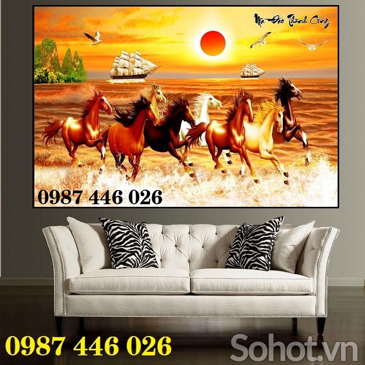 Gạch tranh ngựa, tranh bát mã 3d HP8643
