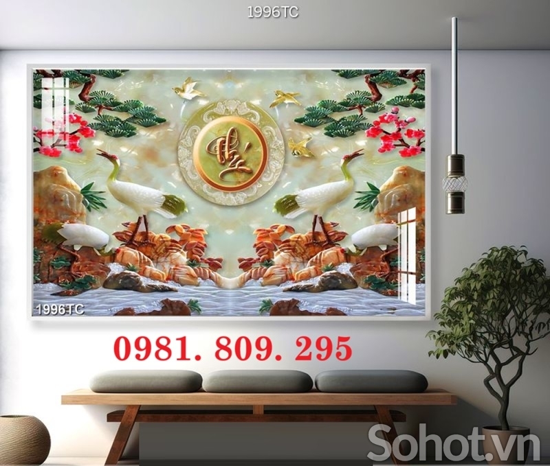 Gạch tranh 3d , tranh 3d chim hạc HQ888