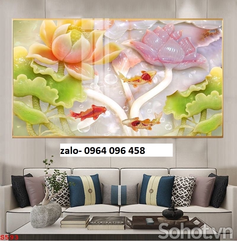 Tranh gạch 3d ốp tường tranh hoa sen - NX33