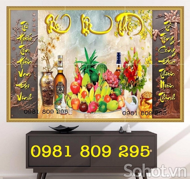 Tranh gạch - gạch 3d chim hạc ban thờ