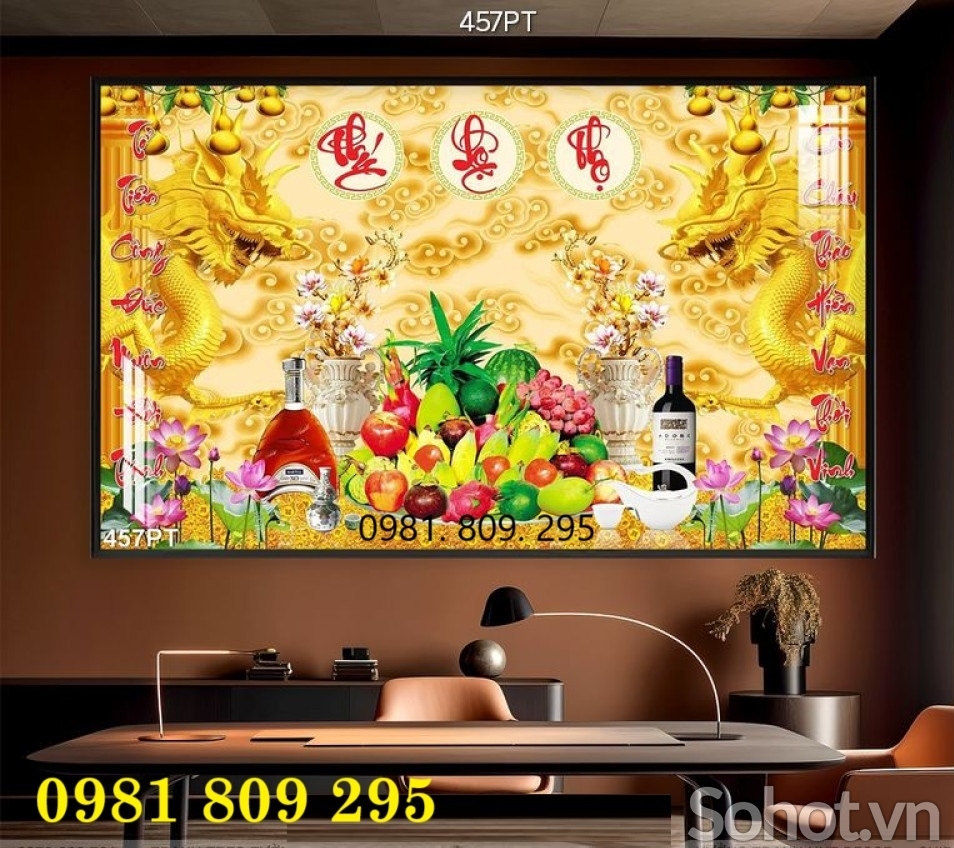 Tranh gạch men phòng thờ HS833