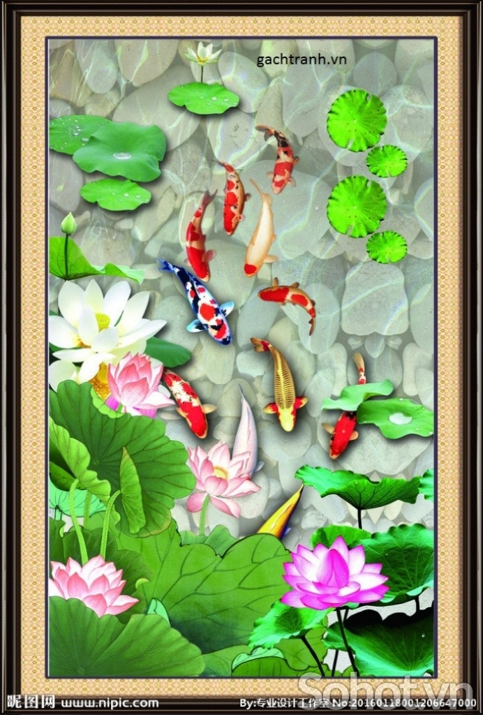 Tranh gạch 3d hoa sen - gạch tranh 3d hoa sen - N255