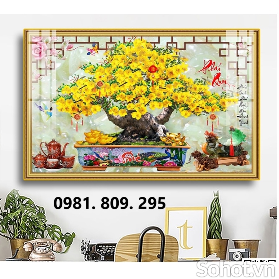Tranh gạch ốp tường hoa mai khổ ngang HN939