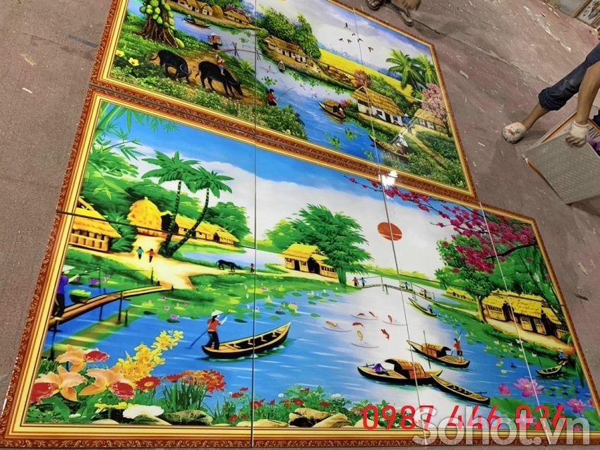 Gạch ốp tường tranh gạch làng quê 3d HP9723