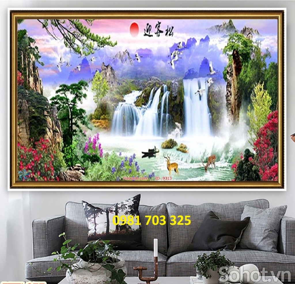 tranh 3D phong cảnh trang trí phòng khách