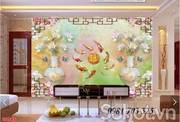 Tranh gạch 3D cá chép- gạch tranh phong thủy