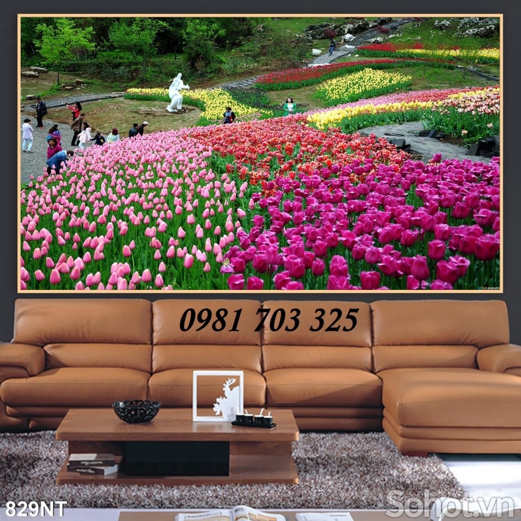 Gạch 3D đẹp hình vườn hoa