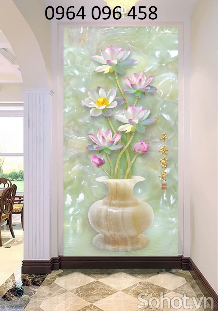 Tranh gạch bình hoa 3d - GVX43