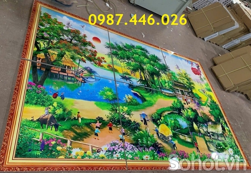 Gạch tranh làng quê đẹp 3d HP92732