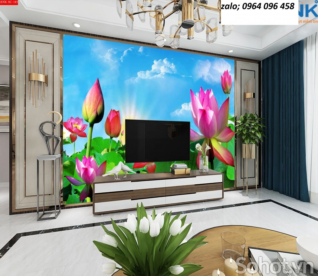 Tranh gạch hoa sen 3d - HFDX43