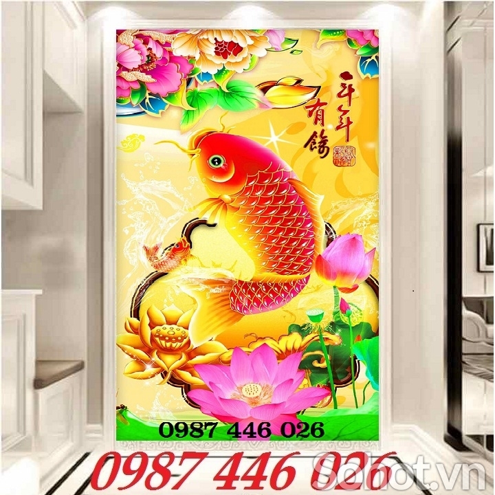 Tranh gạch men cá chép