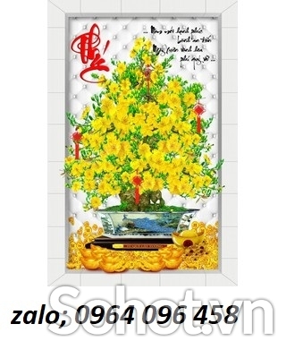 tranh gạch 3d cây mai vàng trang trí phòng khách - XBV49