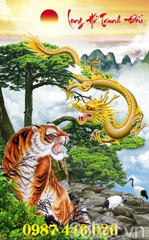 Tranh gạch men long hổ tranh đấu HP722