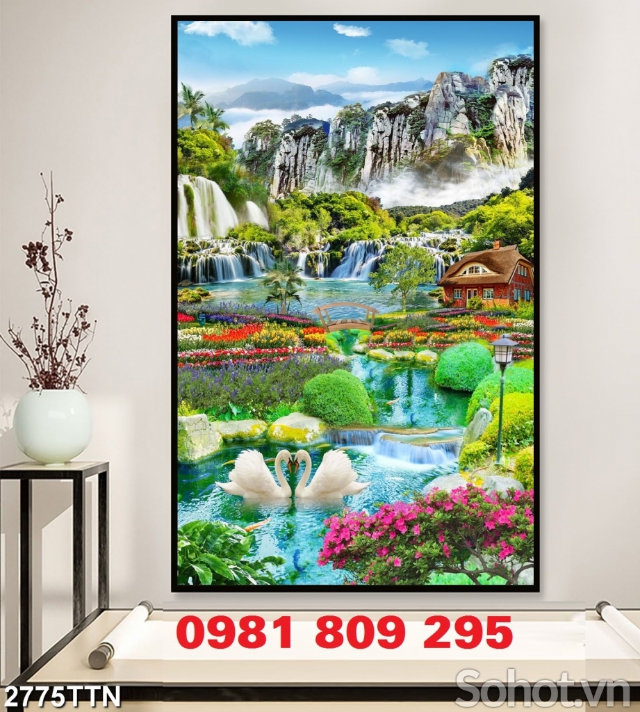 Gạch tranh 3d thác nước , tranh gạch 3d