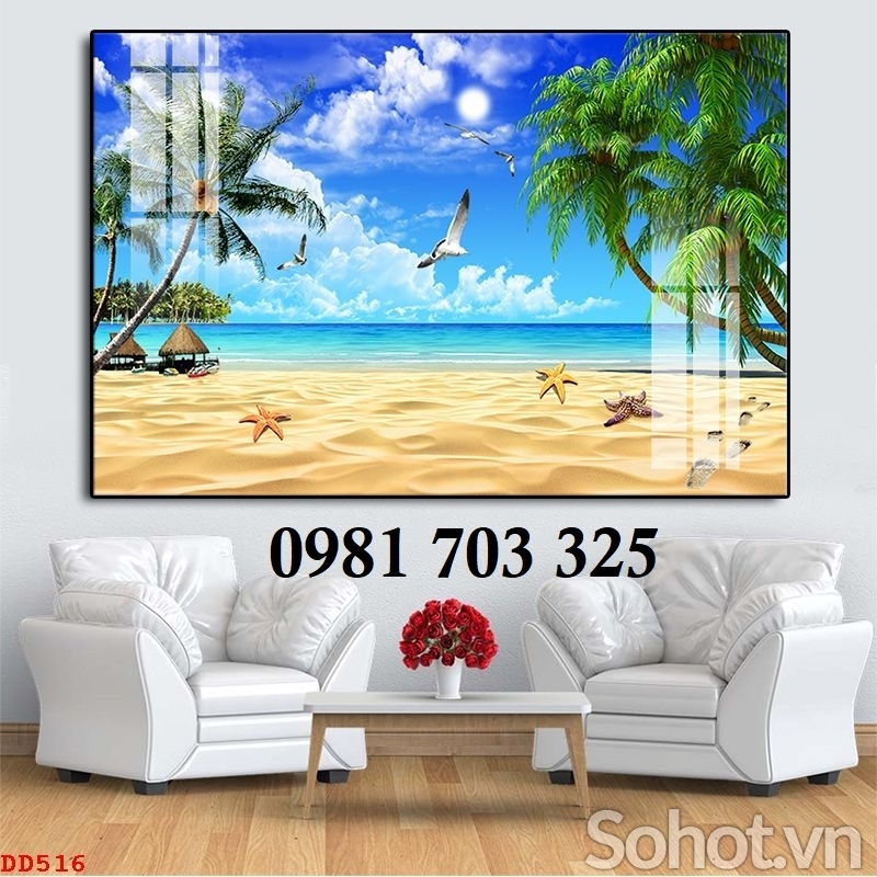 Gạch tranh phong cảnh biển trang trí tường