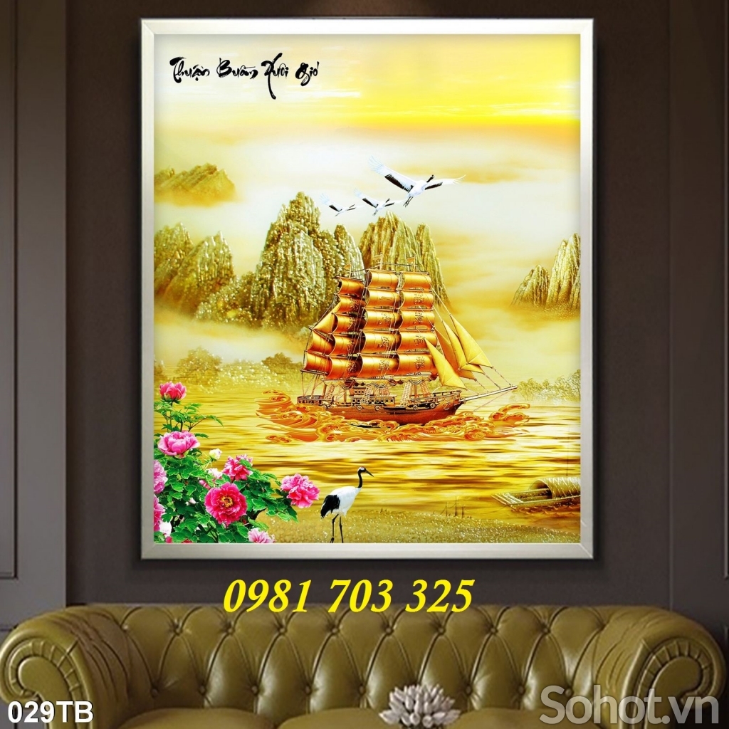 gạch tranh 3D phong thủy thuyền buồm