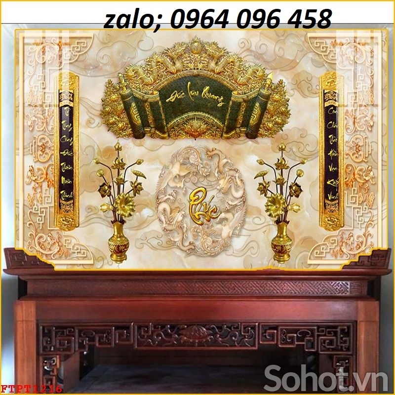Tranh gạch 3d bàn thờ gia tiên - VXC44