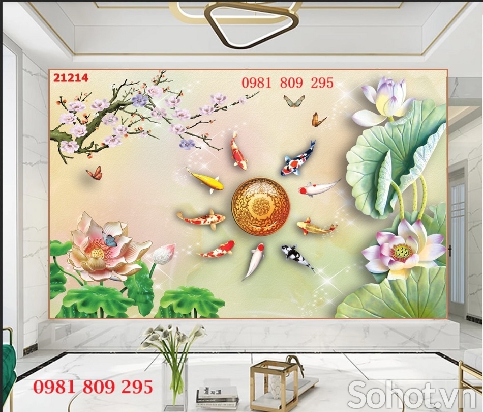 Gạch 3d , tranh gạch hoa sen
