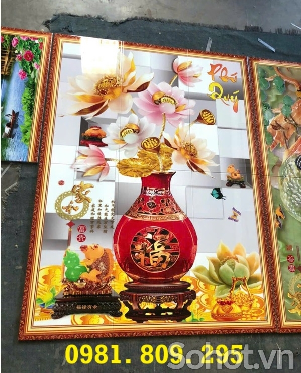 Tranh 3d bình hoa , tranh gạch men,