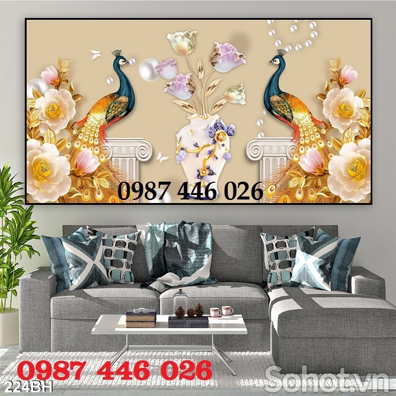 Gạch tranh bình hoa lục bình ốp tường HP722