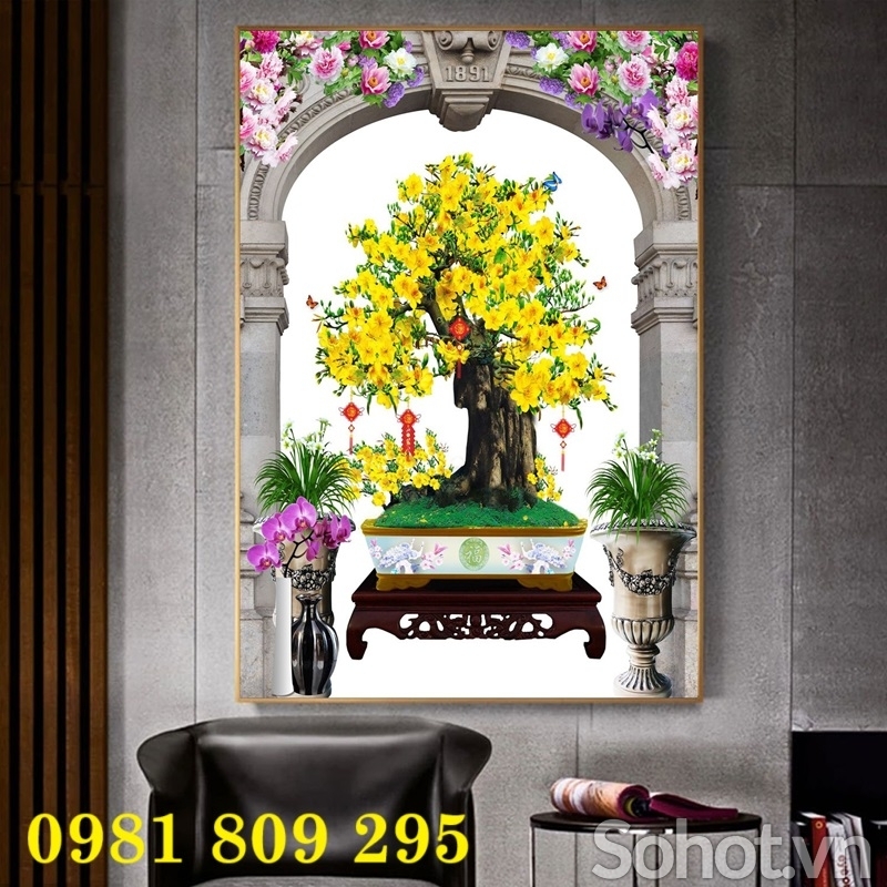 Tranh gạch men , gạch ốp tường hoa mai